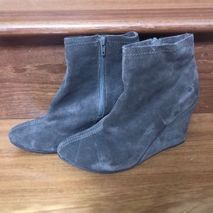 Chinese Laundry taupe suede wedge booties